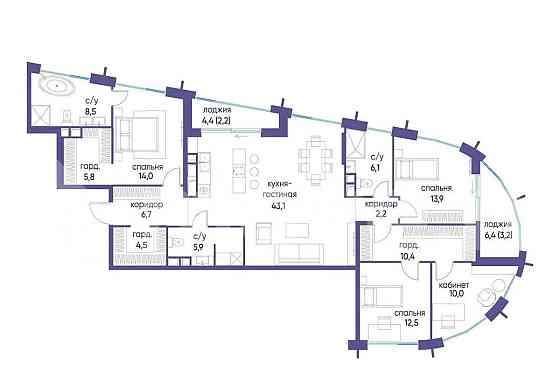 4-комн. квартира, 148.7 м2, 14/19 эт. Москва