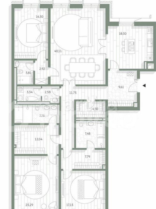 3-комн. квартира, 195 м2, 2/7 эт. Москва - изображение 2