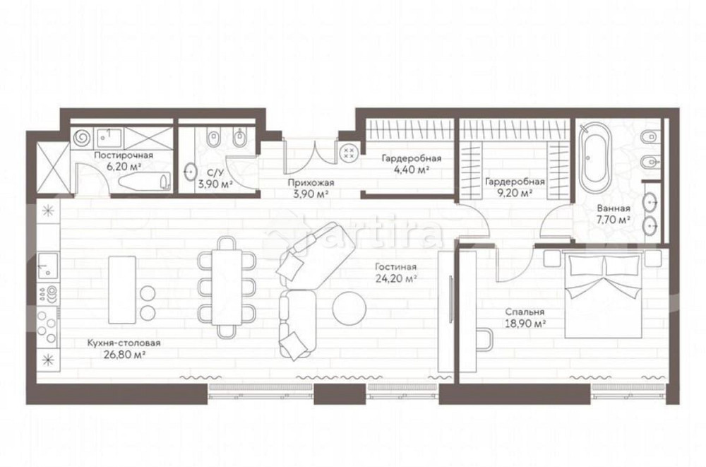 1-комн. пентхаус, 105.9 м2, 2/7 эт. Москва - изображение 4