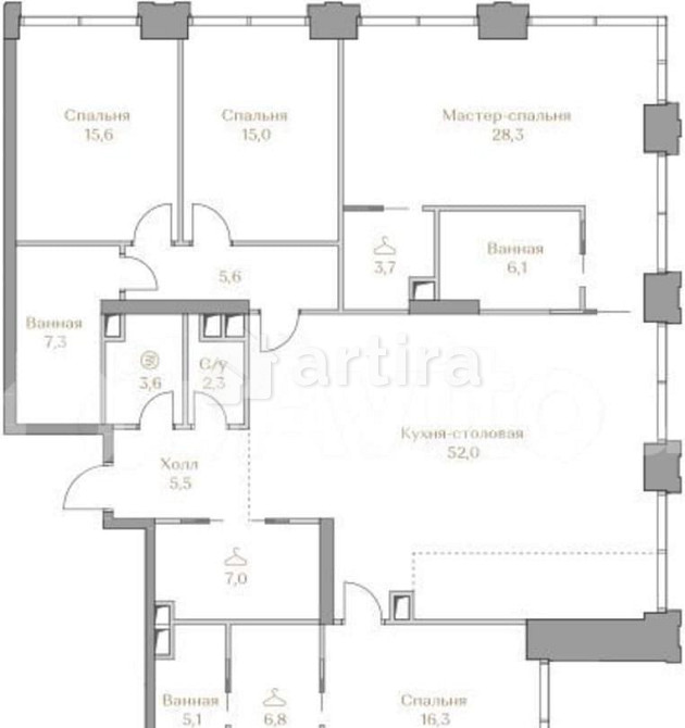 4-комн. квартира, 180.2 м2, 11/17 эт. Москва - изображение 1