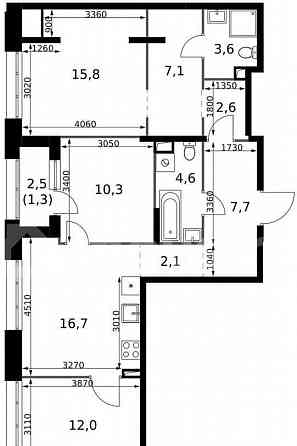 3-комн. квартира, 83.8 м2, 2/25 эт. Москва