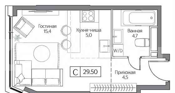 Студия, 29.5 м2, 9/24 эт. Москва