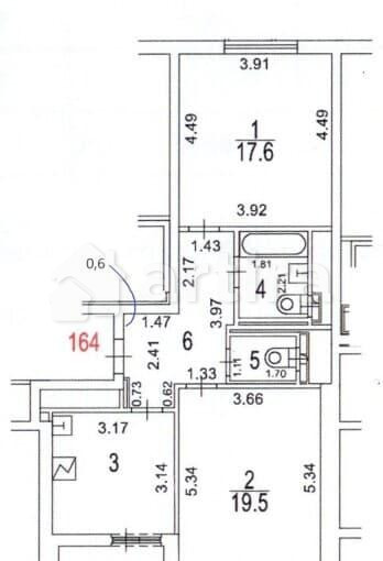 2-комн. квартира, 61.7 м2, 9/12 эт. Москва - изображение 1