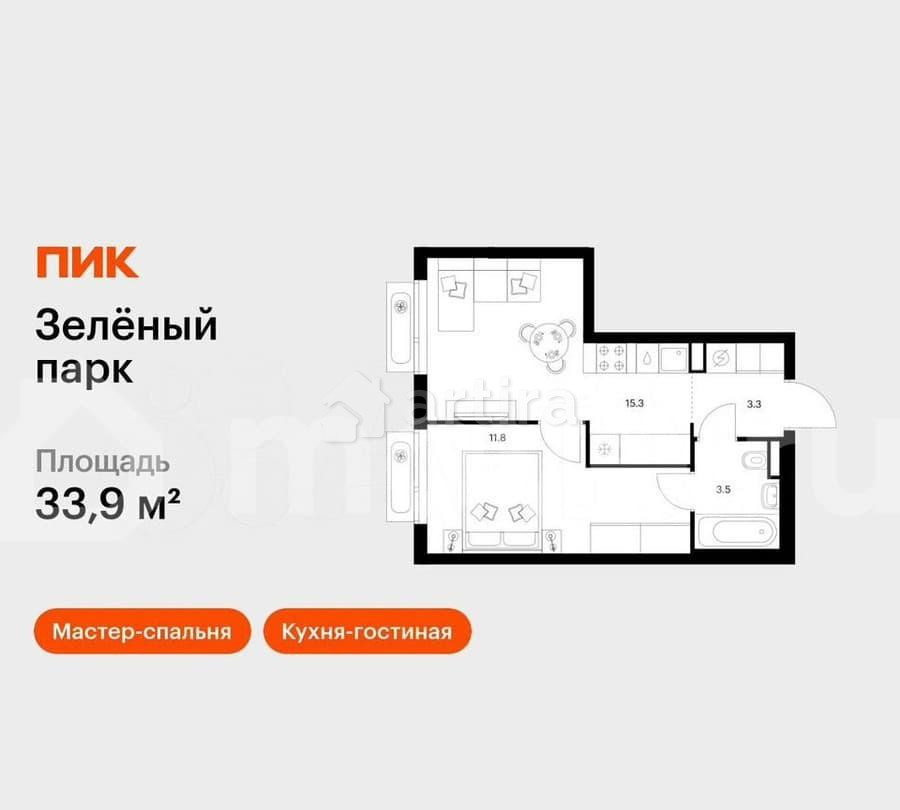 1-комн. квартира, 33.9 м2, 18/21 эт. Зеленоград - изображение 1
