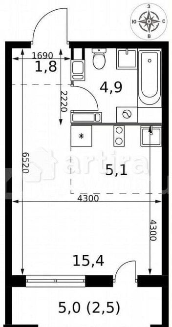 Студия, 29.7 м2, 13/25 эт. Москва - изображение 1