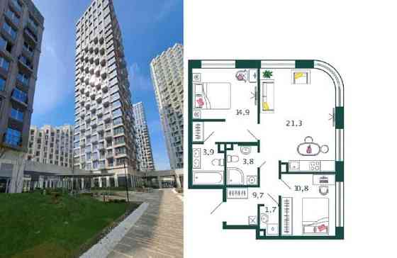 2-комн. квартира, 66.1 м2, 3/17 эт. Москва