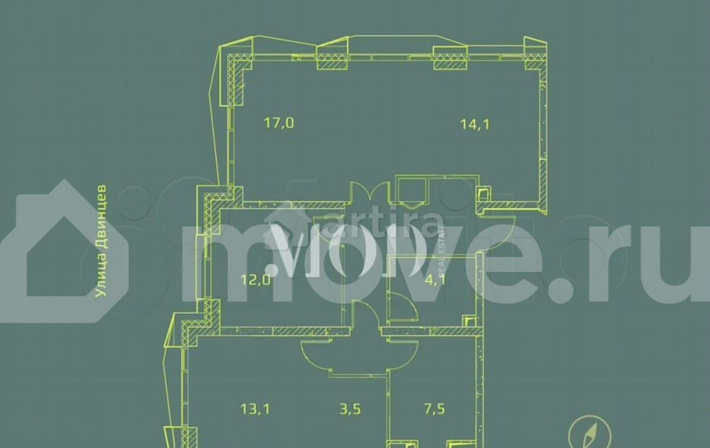 3-комн. квартира, 83.6 м2, 4/6 эт. Москва - изображение 2