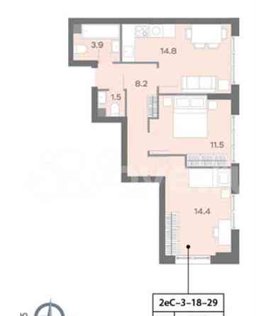 2-комн. квартира, 54.4 м2, 18/32 эт. Москва