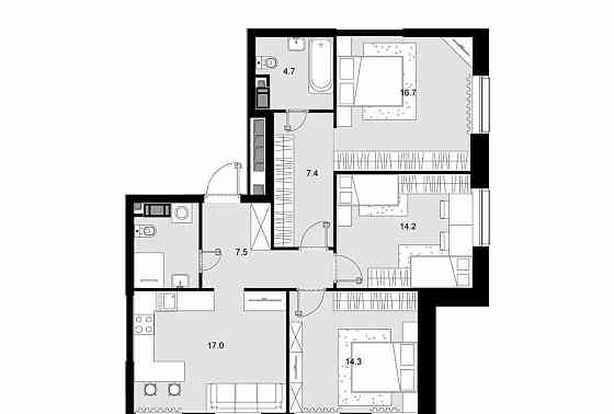 3-комн. квартира, 86.4 м2, 20/28 эт. Москва