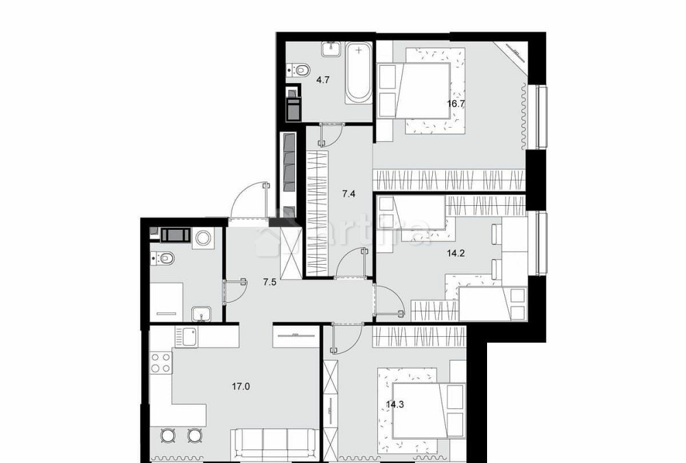 3-комн. квартира, 86.4 м2, 20/28 эт. Москва - изображение 1