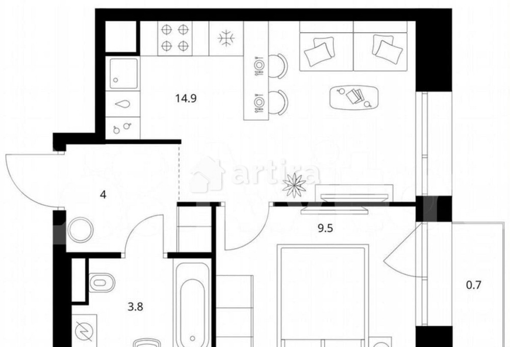 1-комн. квартира, 32.9 м2, 5/9 эт. Москва - изображение 1