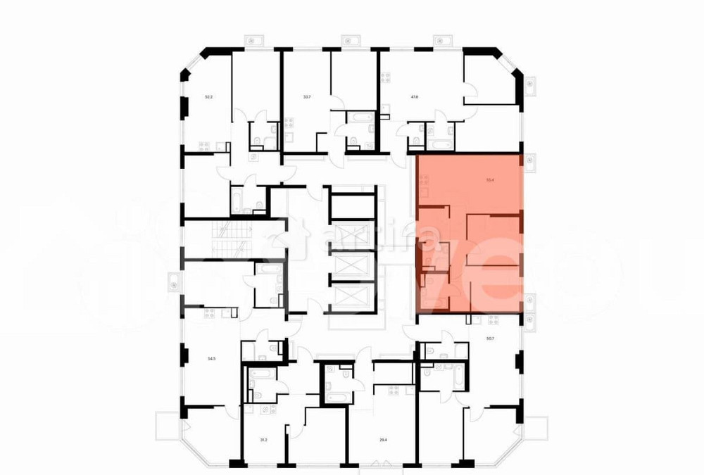 2-комн. квартира, 55.4 м2, 16/23 эт. Москва - изображение 2