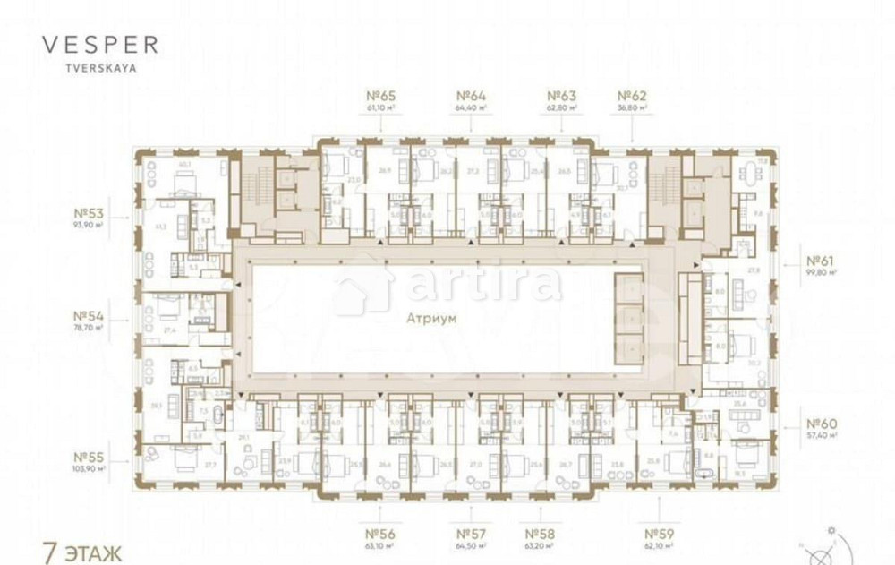1-комн. апарт-ы, 93.9 м2, 7/9 эт. Москва - изображение 4