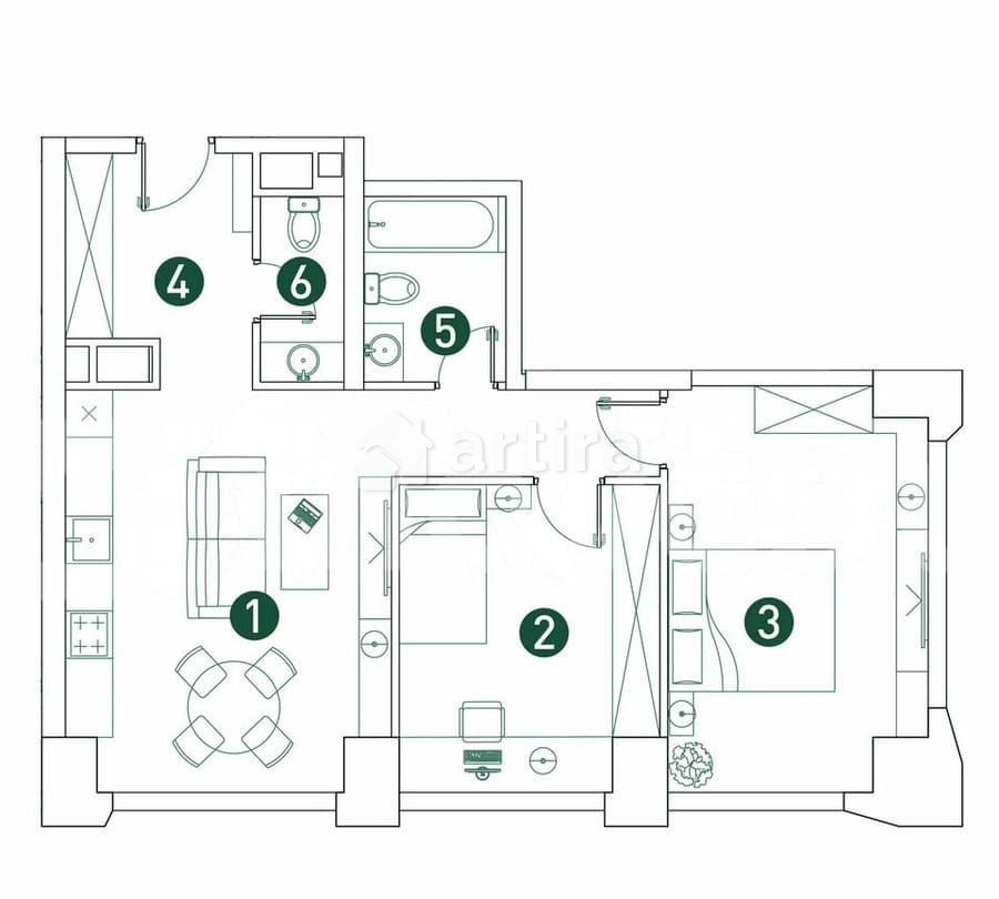 3-комн. квартира, 66 м2, 9/29 эт. Москва - изображение 4
