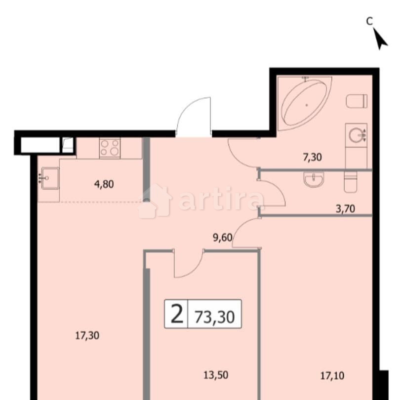 2-комн. квартира, 73.3 м2, 14/19 эт. Москва - изображение 15