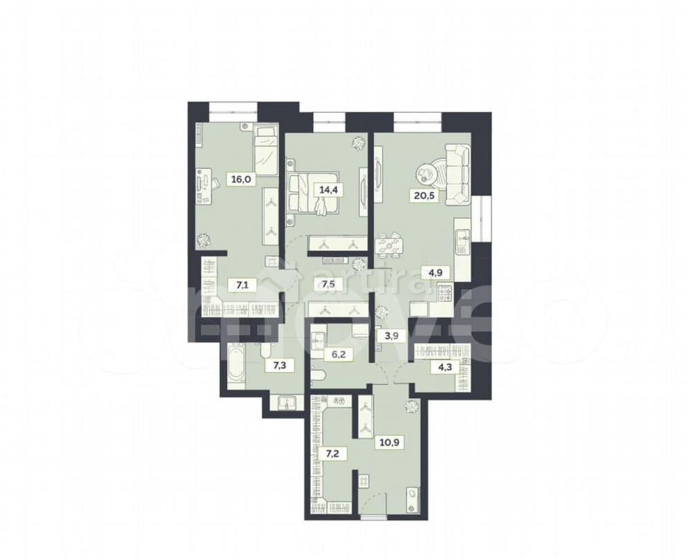 3-комн. квартира, 110.2 м2, 7/27 эт. Москва - изображение 1