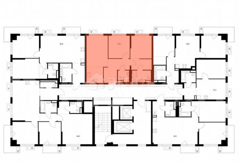 2-комн. квартира, 59.6 м2, 4/22 эт. Москва - изображение 3