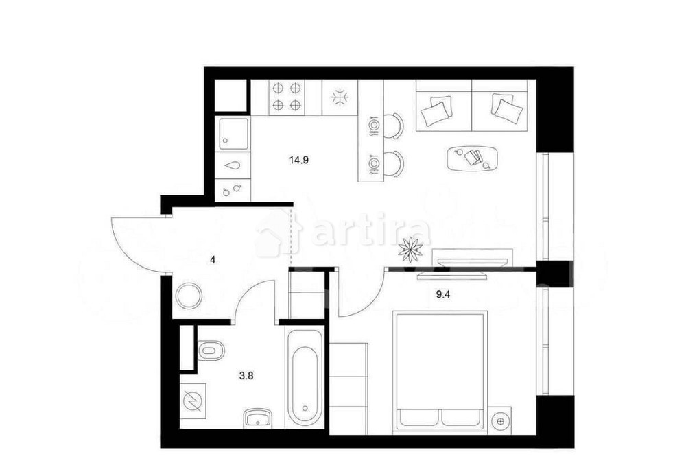 1-комн. квартира, 32.1 м2, 22/23 эт. Москва - изображение 1
