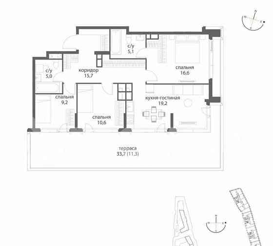 3-комн. квартира, 92.7 м2, 7/38 эт. Москва