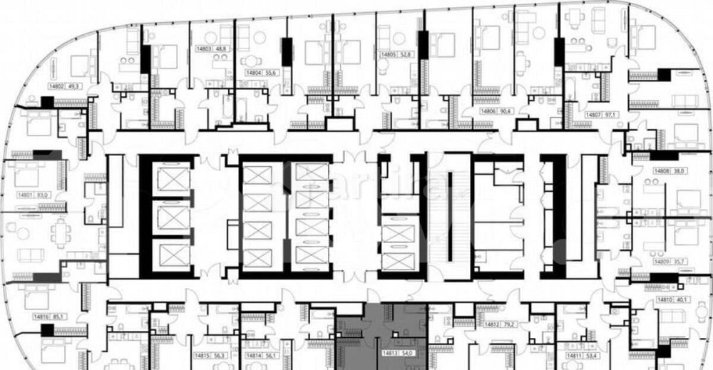 1-комн. квартира, 54 м2, 48/90 эт. Москва - изображение 2