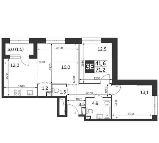 3-комн. квартира, 71.2 м2, 20/28 эт. Москва
