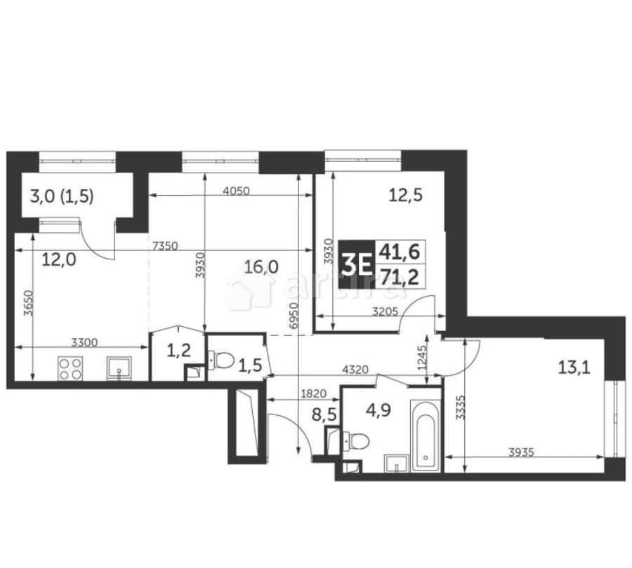 3-комн. квартира, 71.2 м2, 20/28 эт. Москва - изображение 1