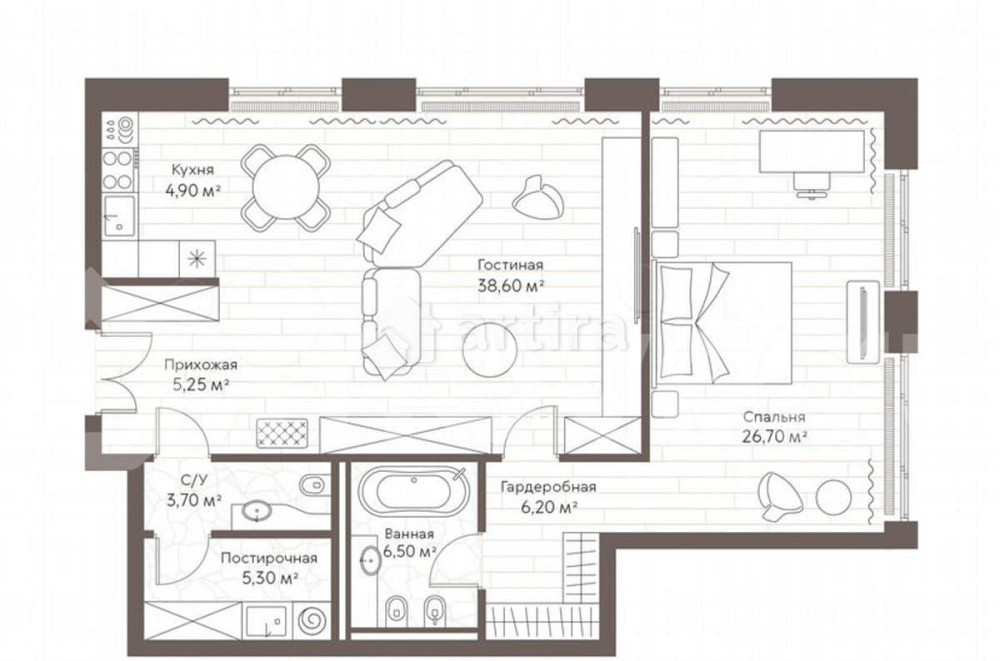 1-комн. пентхаус, 96.9 м2, 2/7 эт. Москва - изображение 3