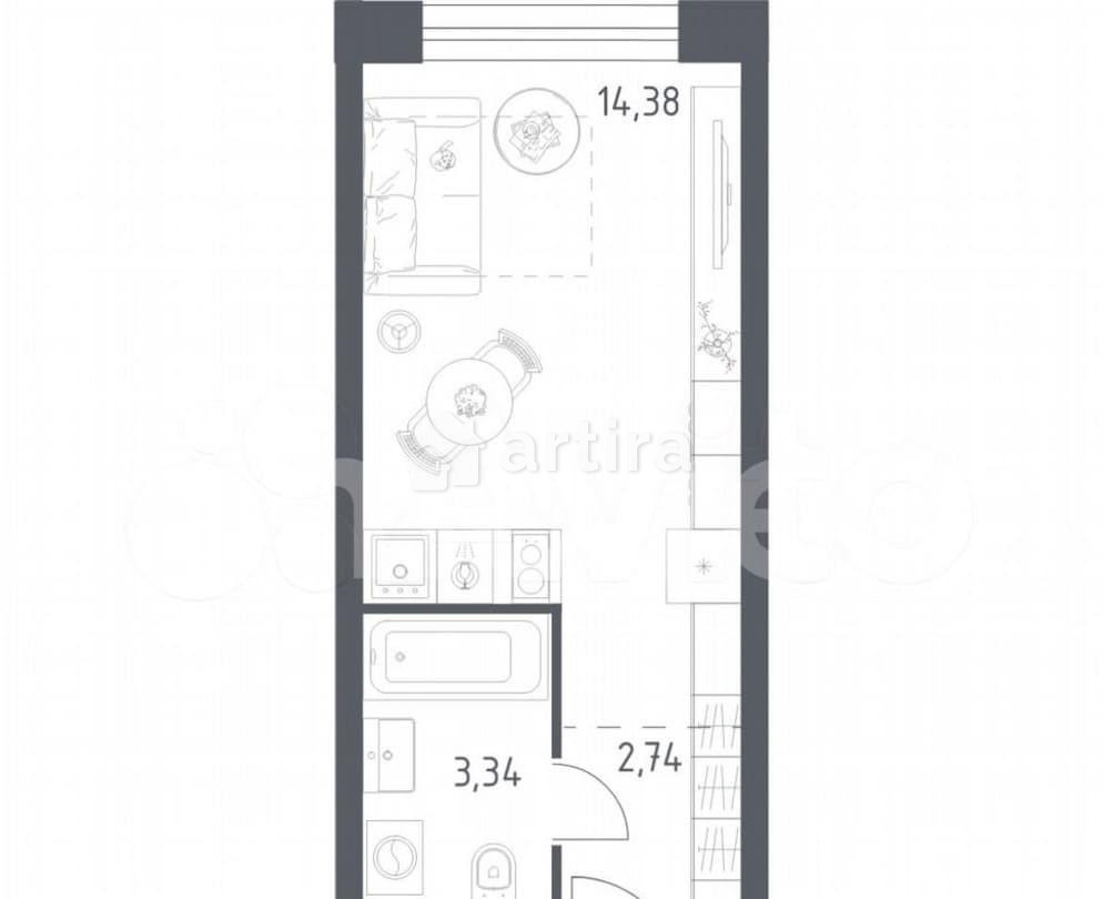 Студия, 20.5 м2, 4/28 эт. Москва - изображение 1