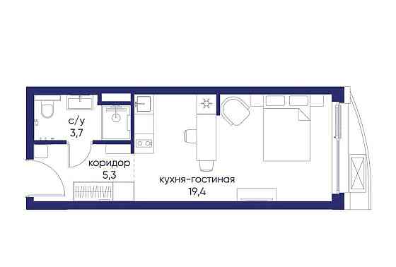 Студия, 28.42 м2, 2/19 эт. Москва