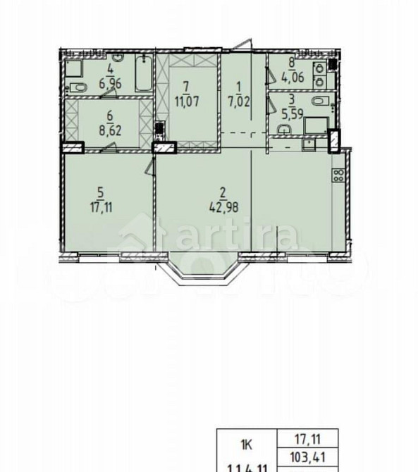 1-комн. квартира, 103.4 м2, 4/14 эт. Москва - изображение 6