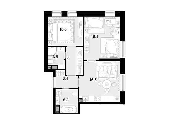 2-комн. квартира, 60.2 м2, 14/28 эт. Москва