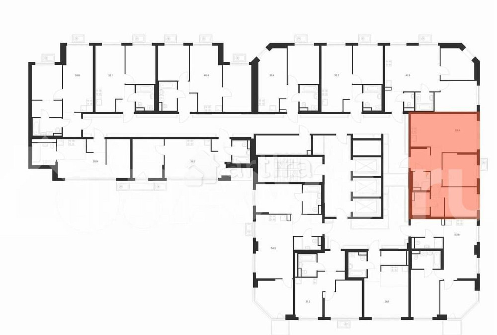 2-комн. квартира, 55.4 м2, 5/23 эт. Москва - изображение 2