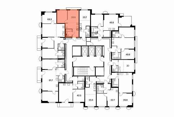 1-комн. квартира, 33.8 м2, 13/24 эт. Москва