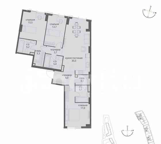 3-комн. квартира, 108.3 м2, 2/38 эт. Москва