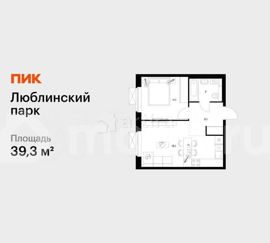 1-комн. квартира, 39.3 м2, 25/25 эт. Москва - изображение 1