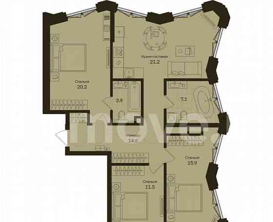 3-комн. квартира, 94.4 м2, 8/13 эт. Москва