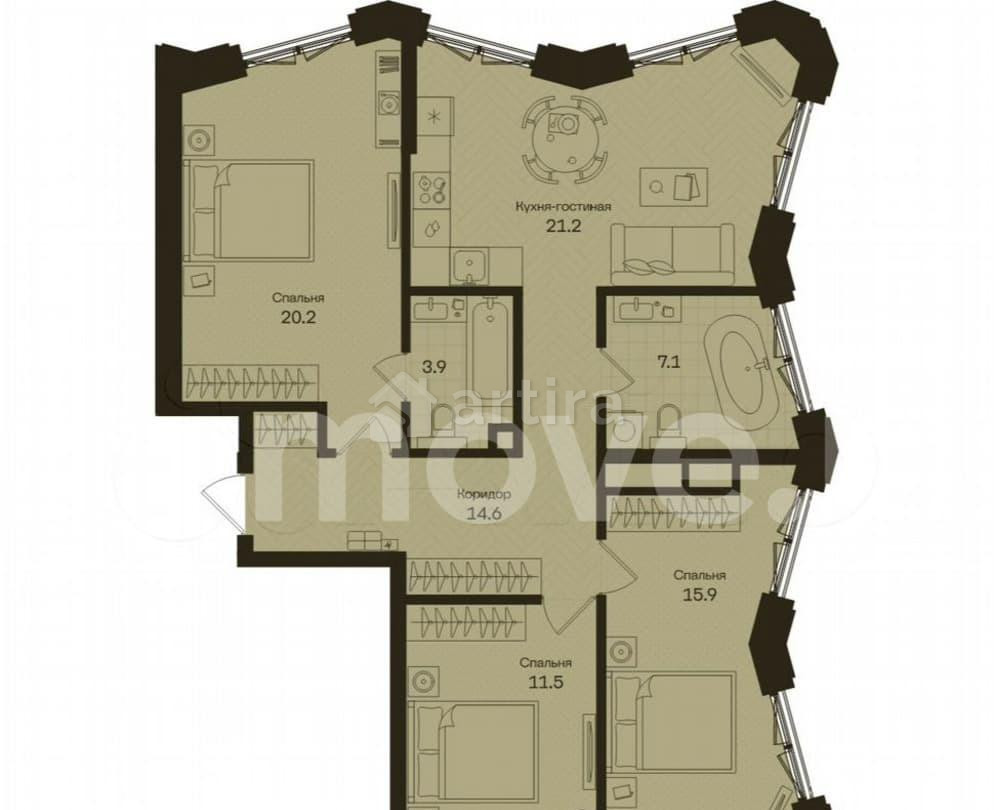 3-комн. квартира, 94.4 м2, 8/13 эт. Москва - изображение 1
