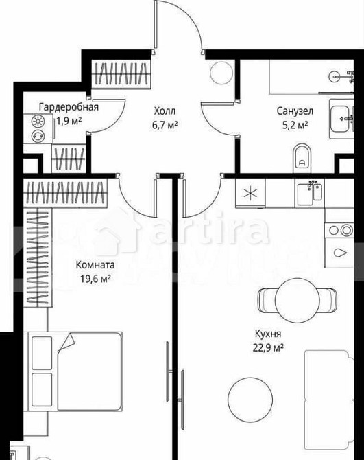 1-комн. квартира, 56.3 м2, 40/90 эт. Москва - изображение 3