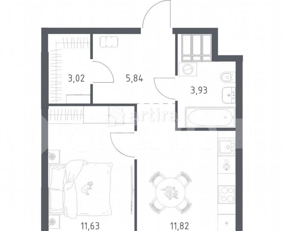 1-комн. апарт-ы, 36.2 м2, 22/23 эт. Москва - изображение 1