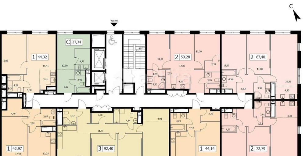 2-комн. квартира, 72.8 м2, 17/19 эт. Москва - изображение 17