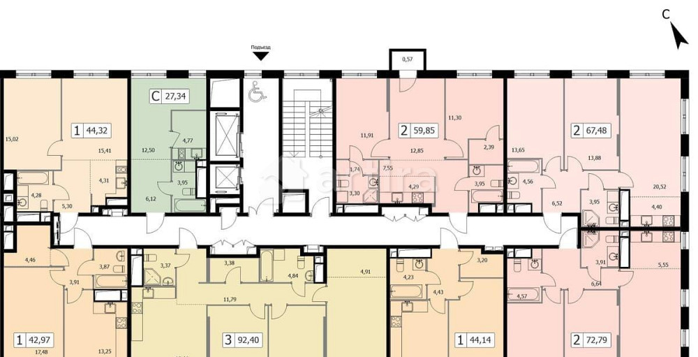 2-комн. квартира, 61.4 м2, 18/19 эт. Москва - изображение 12