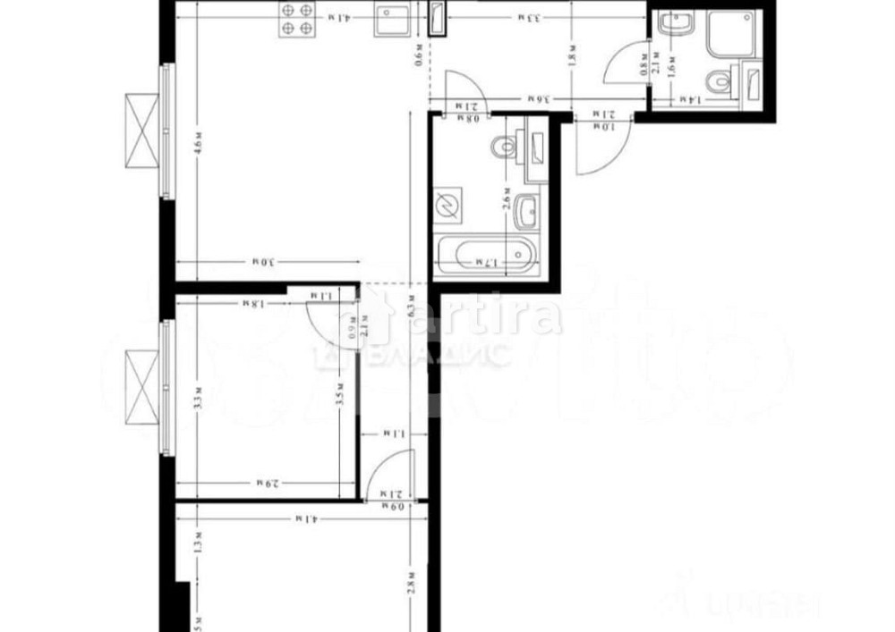 2-комн. квартира, 57.1 м2, 19/19 эт. Москва - изображение 1