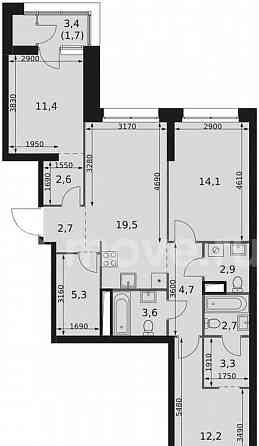 3-комн. квартира, 86.7 м2, 12/44 эт. Москва