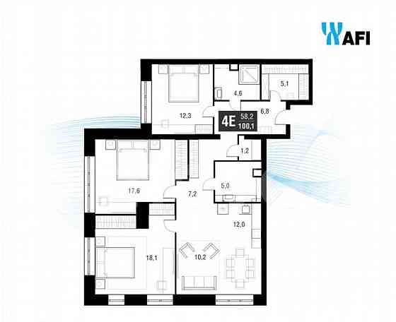 4-комн. квартира, 100.4 м2, 2/53 эт. Москва