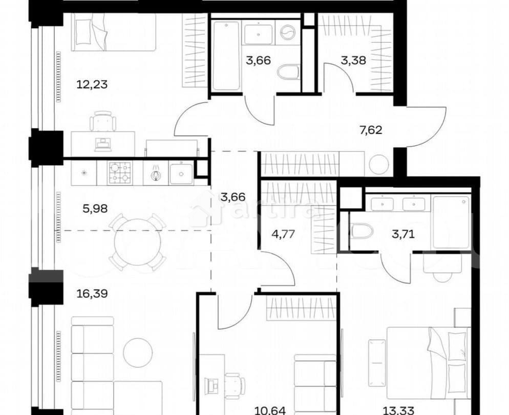 3-комн. квартира, 85.4 м2, 25/40 эт. Москва - изображение 1
