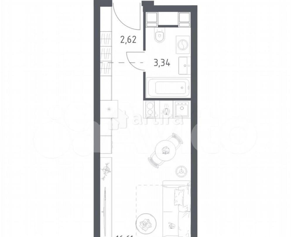 Студия, 22.6 м2, 14/28 эт. Москва - изображение 1