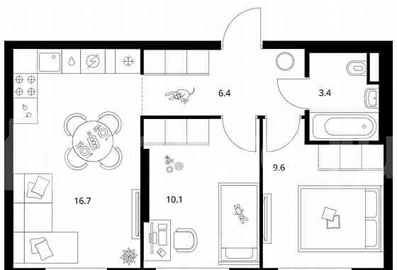 2-комн. квартира, 46.2 м2, 16/29 эт. Москва