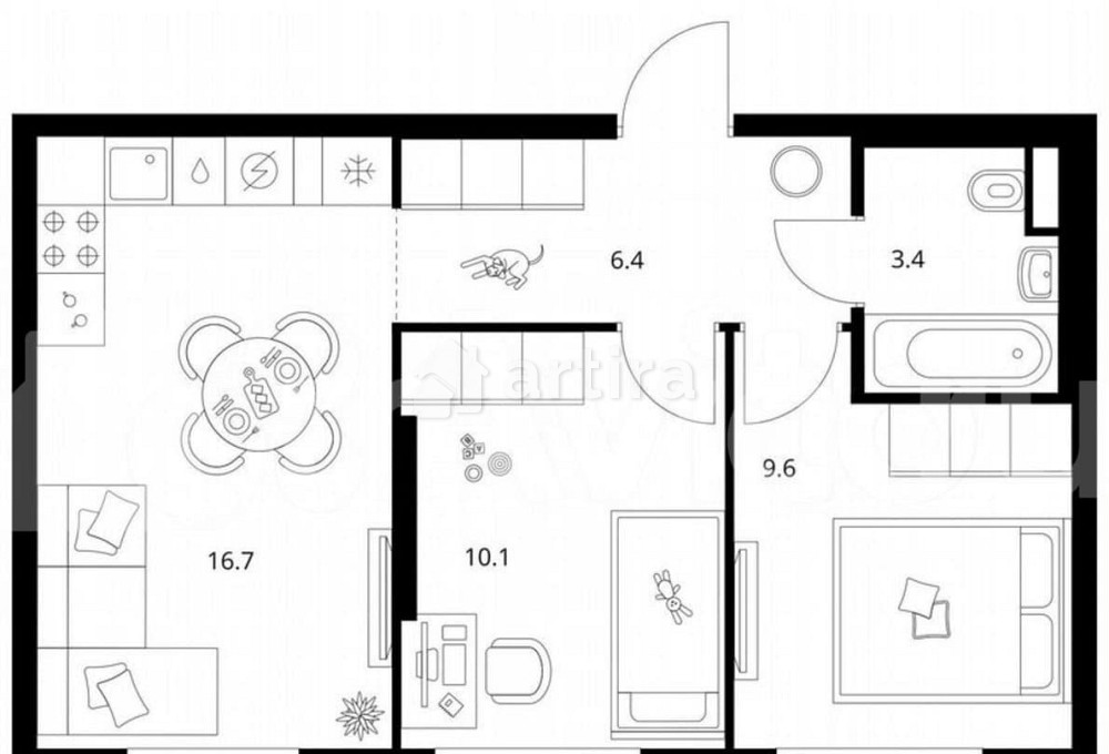 2-комн. квартира, 46.2 м2, 16/29 эт. Москва - изображение 1