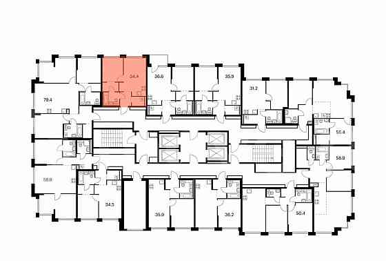 1-комн. квартира, 34.4 м2, 25/32 эт. Москва