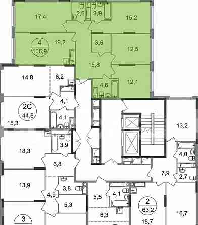 4-комн. квартира, 106.9 м2, 13/17 эт. Москва